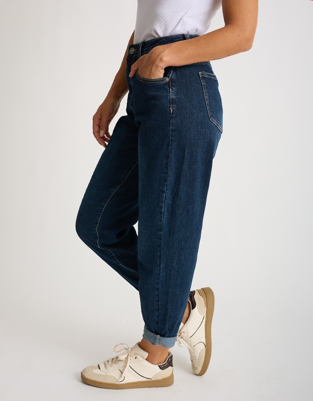 Jeans Mom Fit Lavaggio Scuro