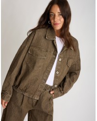 Giacca Bomber Jeans Effetto Sabbiato
