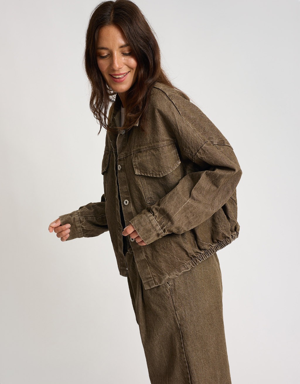 Giacca Bomber Jeans Effetto Sabbiato
