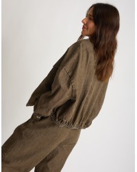Giacca Bomber Jeans Effetto Sabbiato