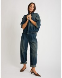 Giacca Bomber Jeans Effetto Sabbiato