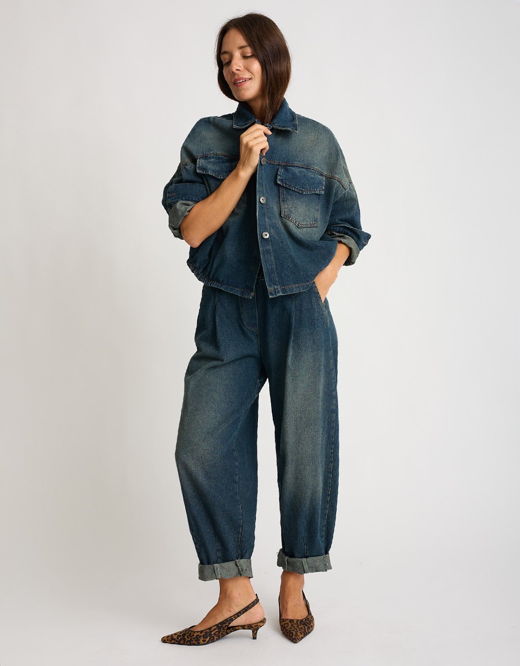 Giacca Bomber Jeans Effetto Sabbiato