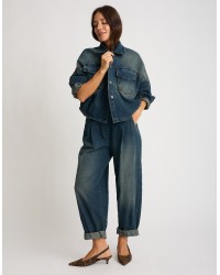 Giacca Bomber Jeans Effetto Sabbiato