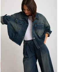 Giacca Bomber Jeans Effetto Sabbiato