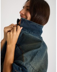 Giacca Bomber Jeans Effetto Sabbiato