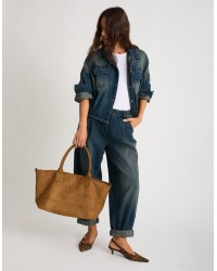 Giacca Bomber Jeans Effetto Sabbiato