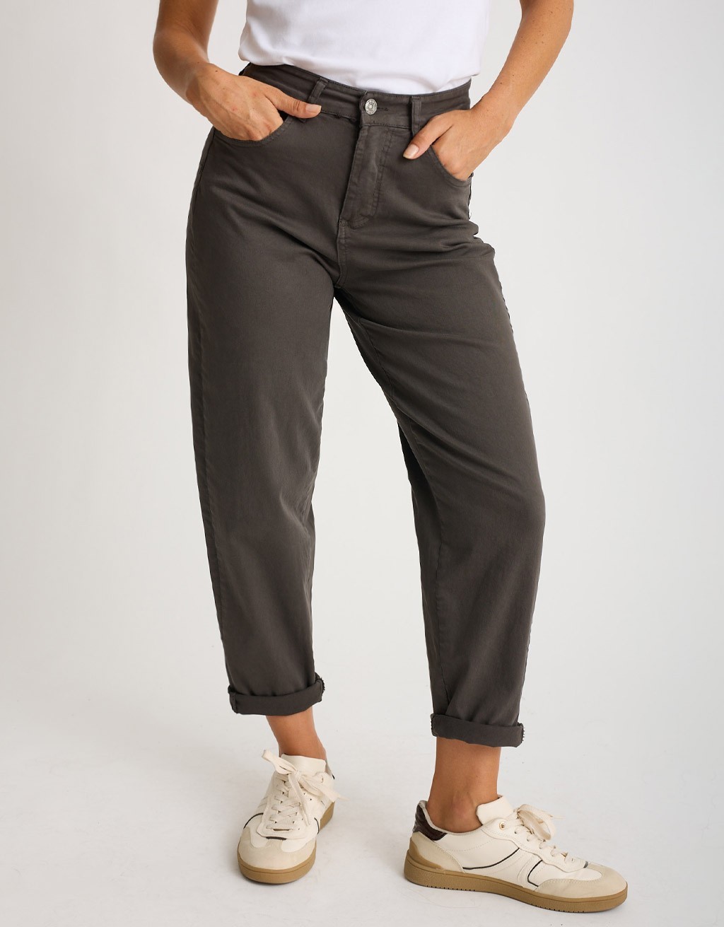 Pantalone Cotone Gabardina Mom Fit