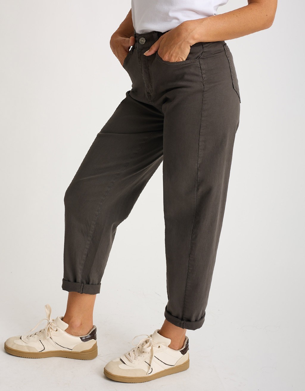 Pantalone Cotone Gabardina Mom Fit