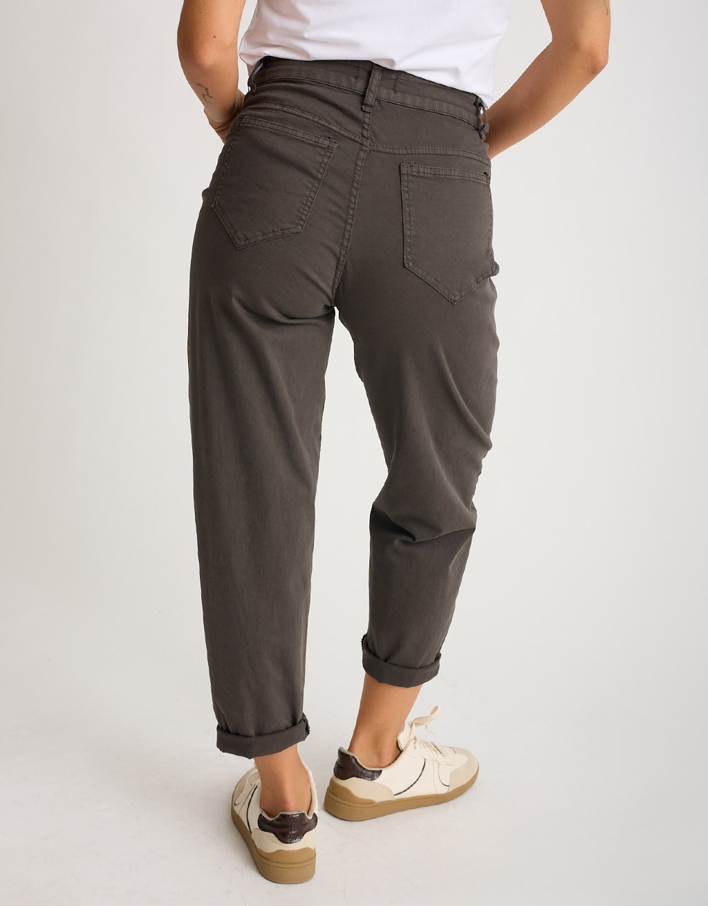 Pantalone Cotone Gabardina Mom Fit