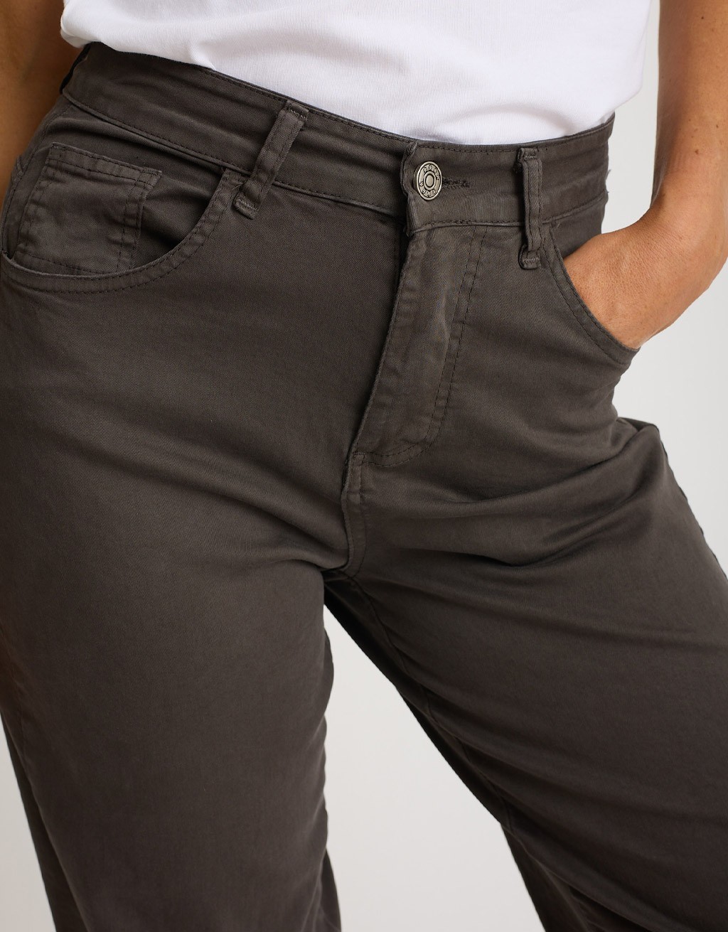 Pantalone Cotone Gabardina Mom Fit