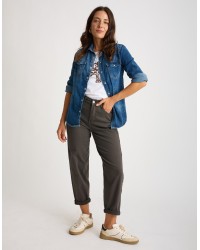 Pantalone Cotone Gabardina Mom Fit