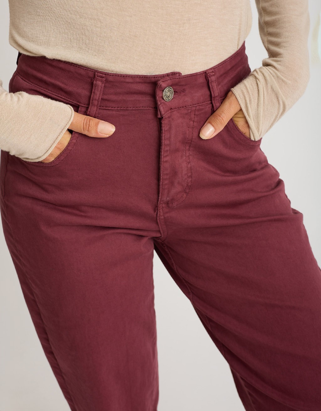 Pantalone Cotone Gabardina Mom Fit
