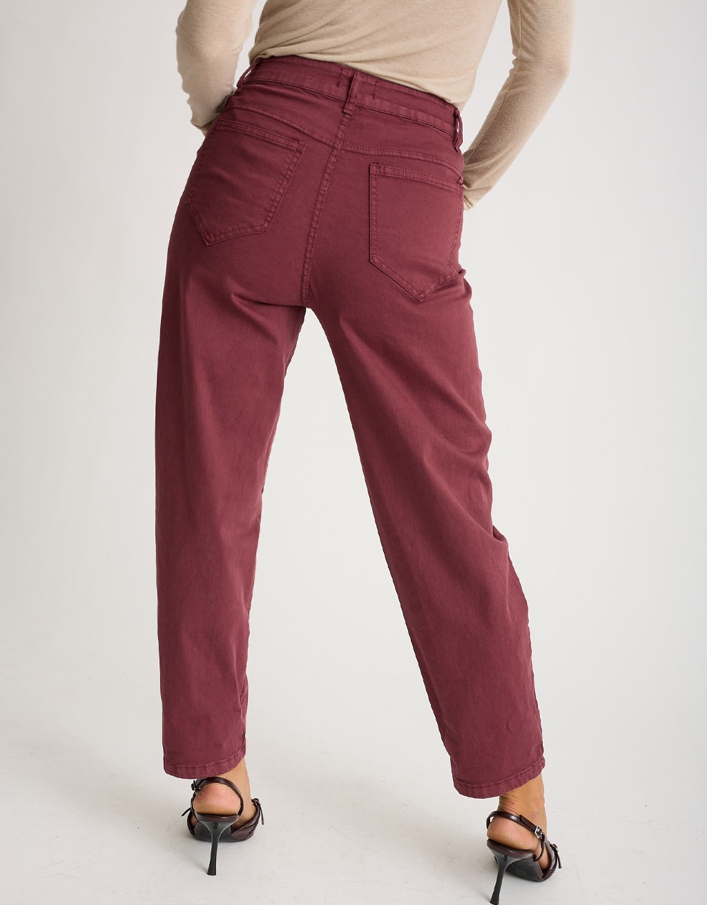 Pantalone Cotone Gabardina Mom Fit