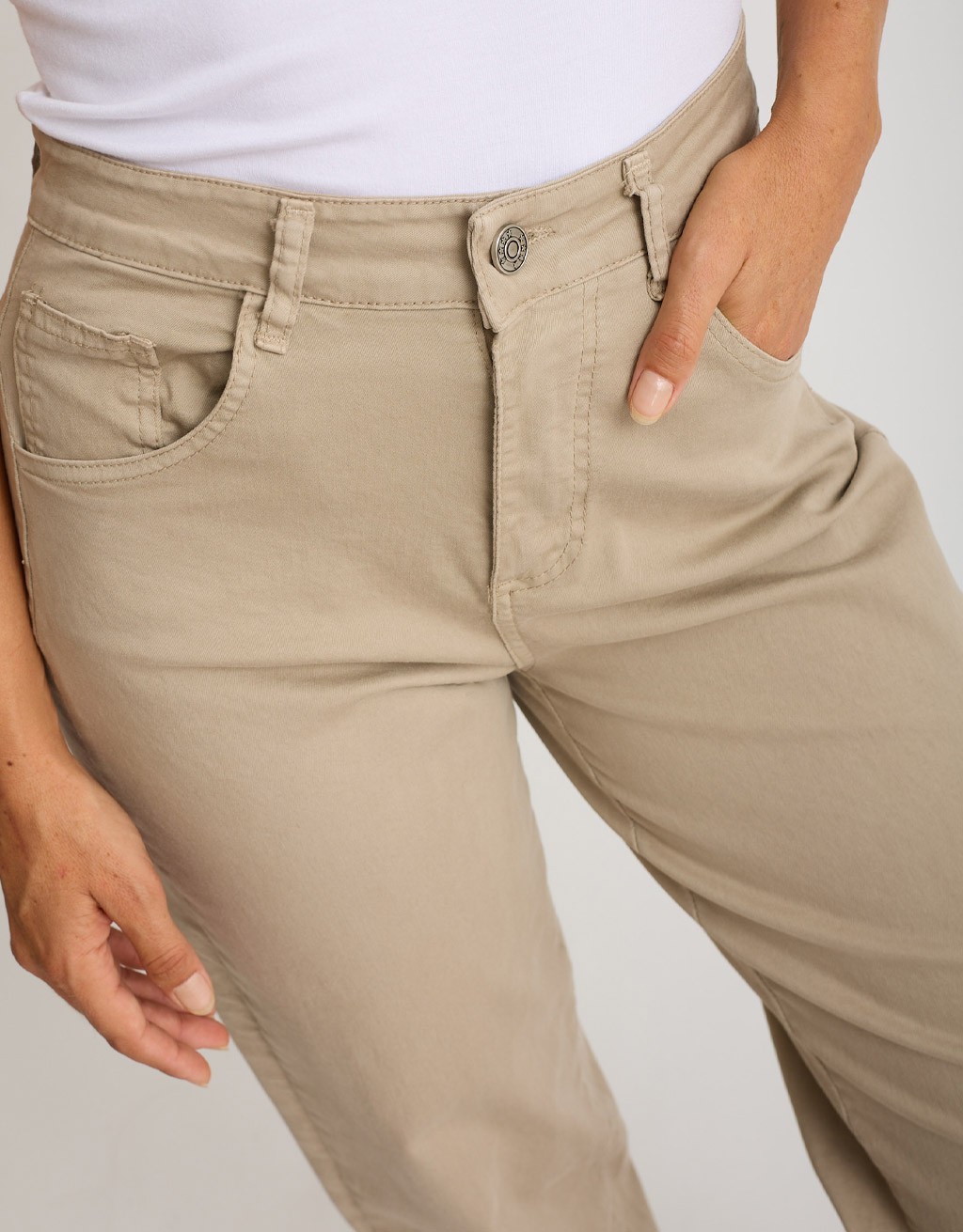 Pantalone Cotone Gabardina Mom Fit