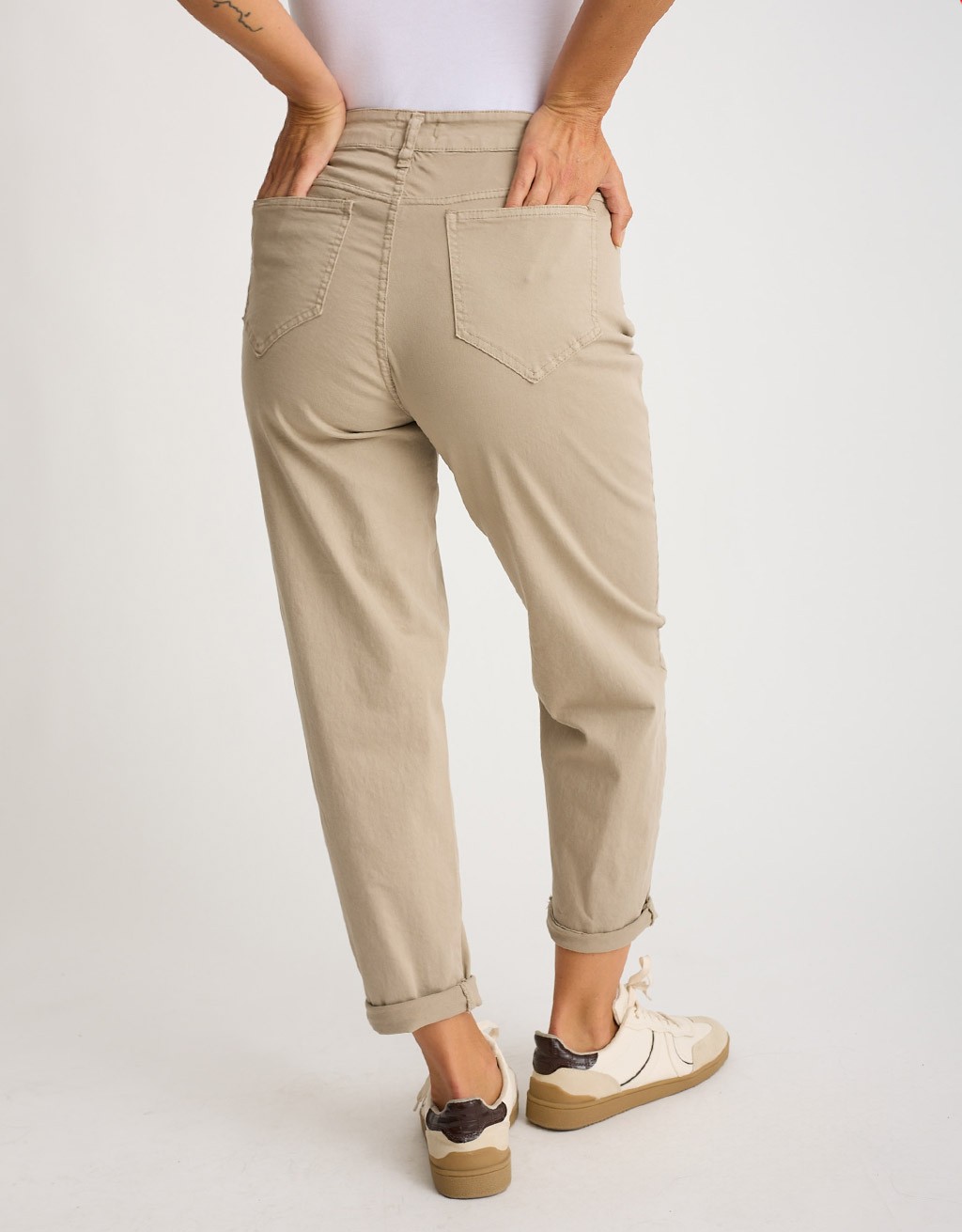 Pantalone Cotone Gabardina Mom Fit