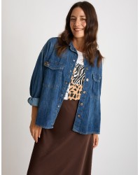 Camicia Jeans Over Bottoni Finta Madreperla