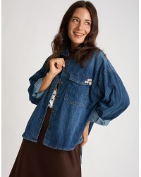 Camicia Jeans Over Bottoni Finta Madreperla