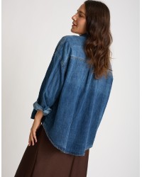 Camicia Jeans Over Bottoni Finta Madreperla