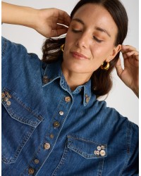 Camicia Jeans Over Bottoni Finta Madreperla