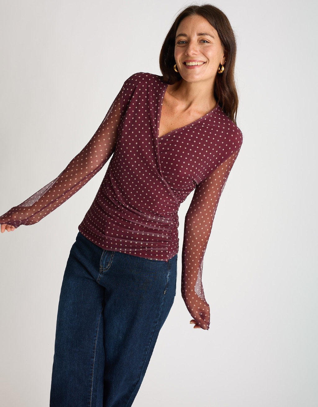Maglietta Tulle Pois Incrocio