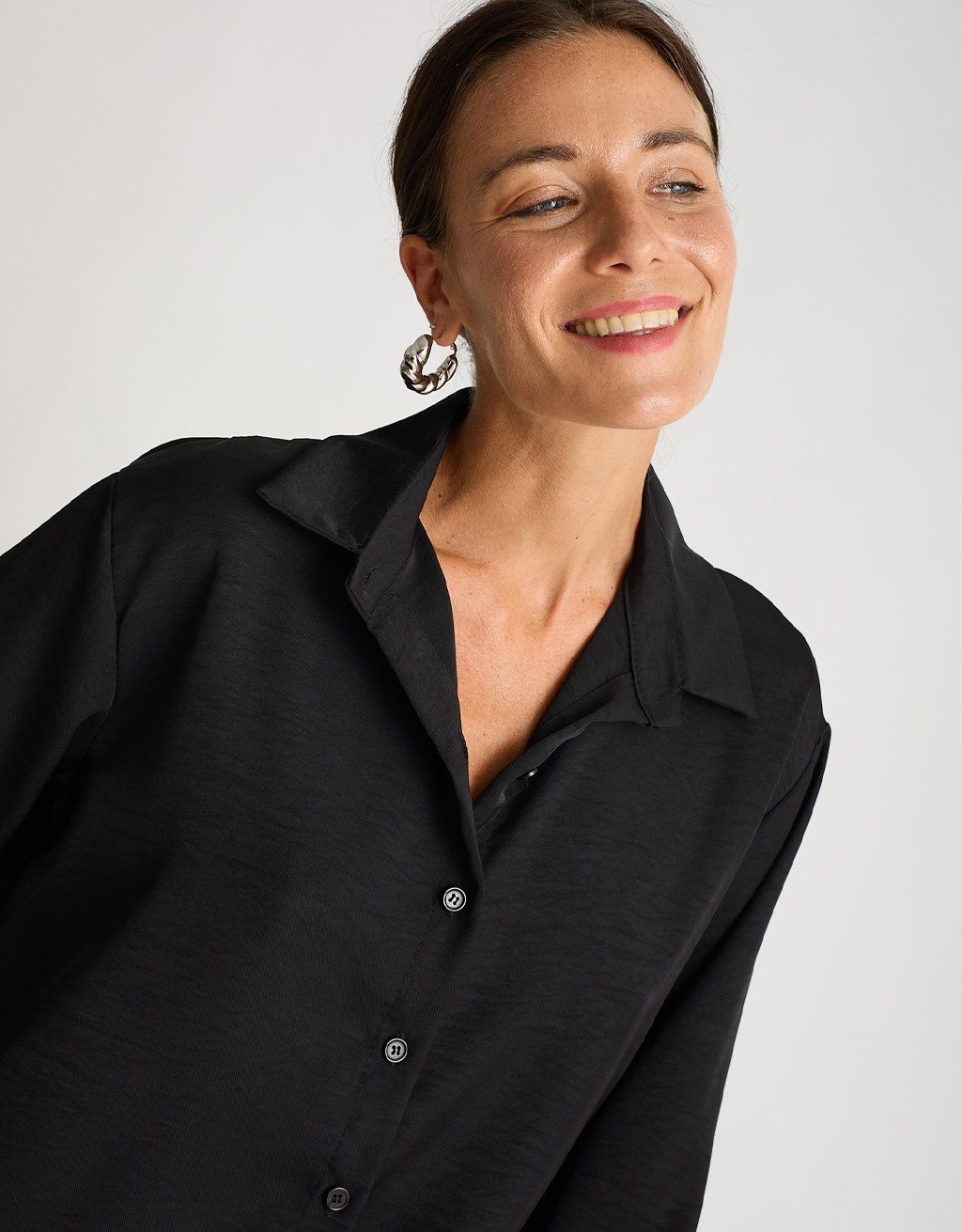 Camicia Fluida Over Effetto Satinato
