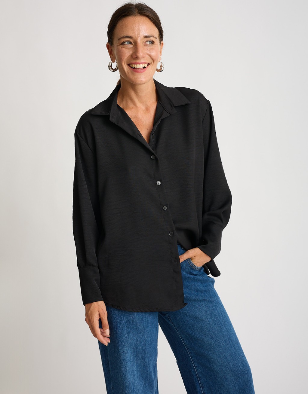 Camicia Fluida Over Effetto Satinato