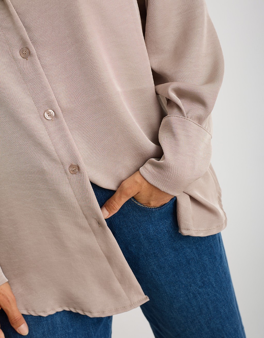 Camicia Fluida Over Effetto Satinato