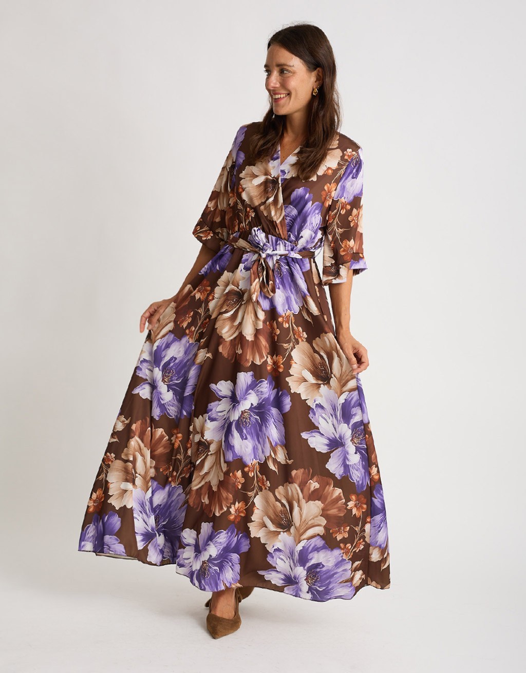 Abito Raso Kimono Fantasia Fiore