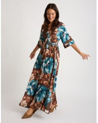 Abito Raso Kimono Fantasia Fiore