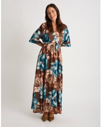 Abito Raso Kimono Fantasia Fiore