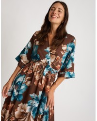 Abito Raso Kimono Fantasia Fiore