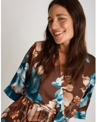 Abito Raso Kimono Fantasia Fiore