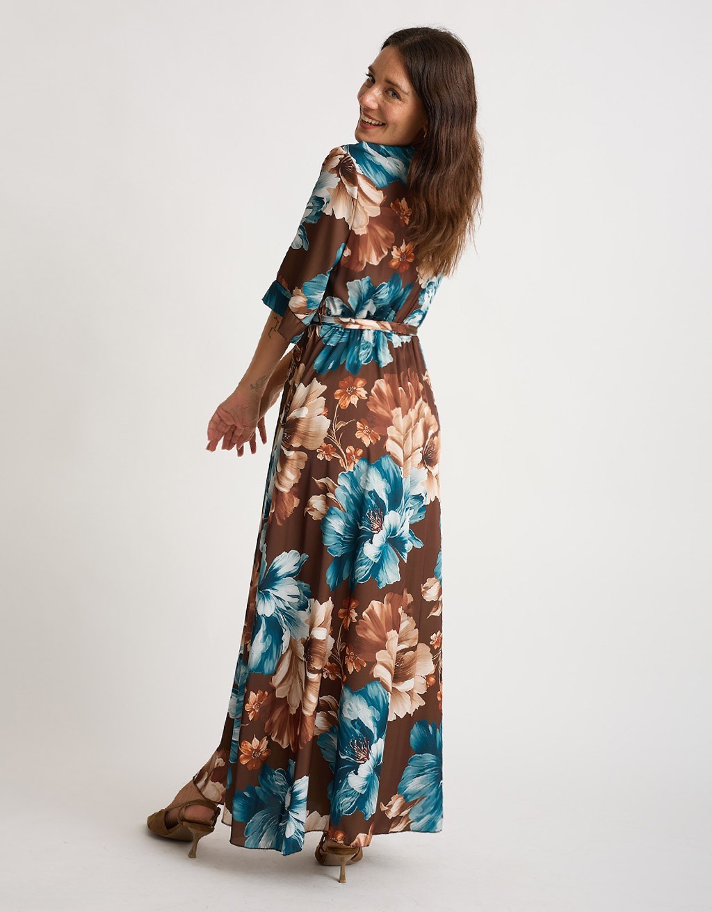 Abito Raso Kimono Fantasia Fiore