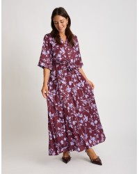 Abito Raso Kimono Fantasia Foglie