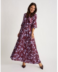 Abito Raso Kimono Fantasia Foglie