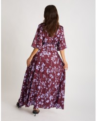 Abito Raso Kimono Fantasia Foglie