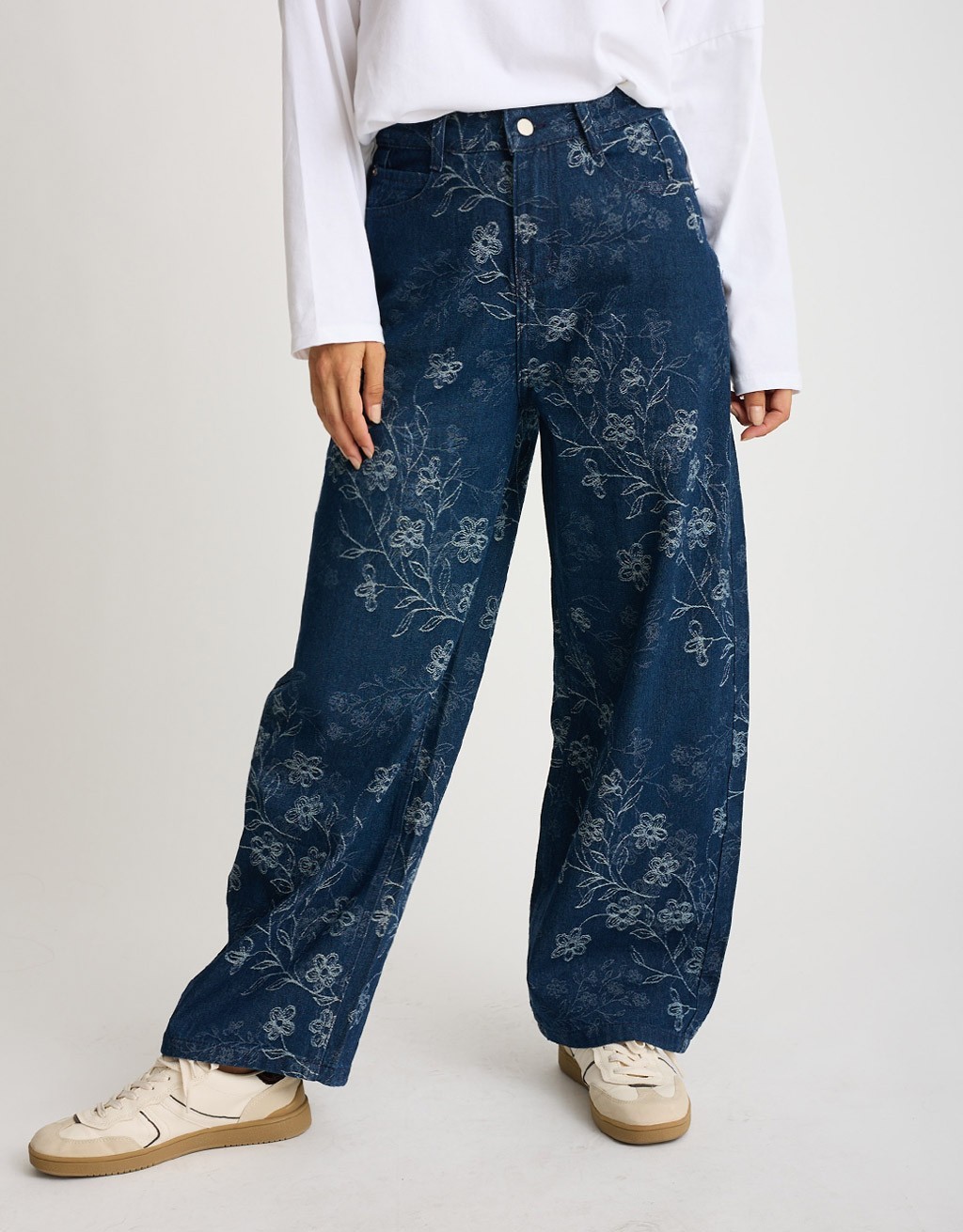Jeans Baloon Ricamo Floreale