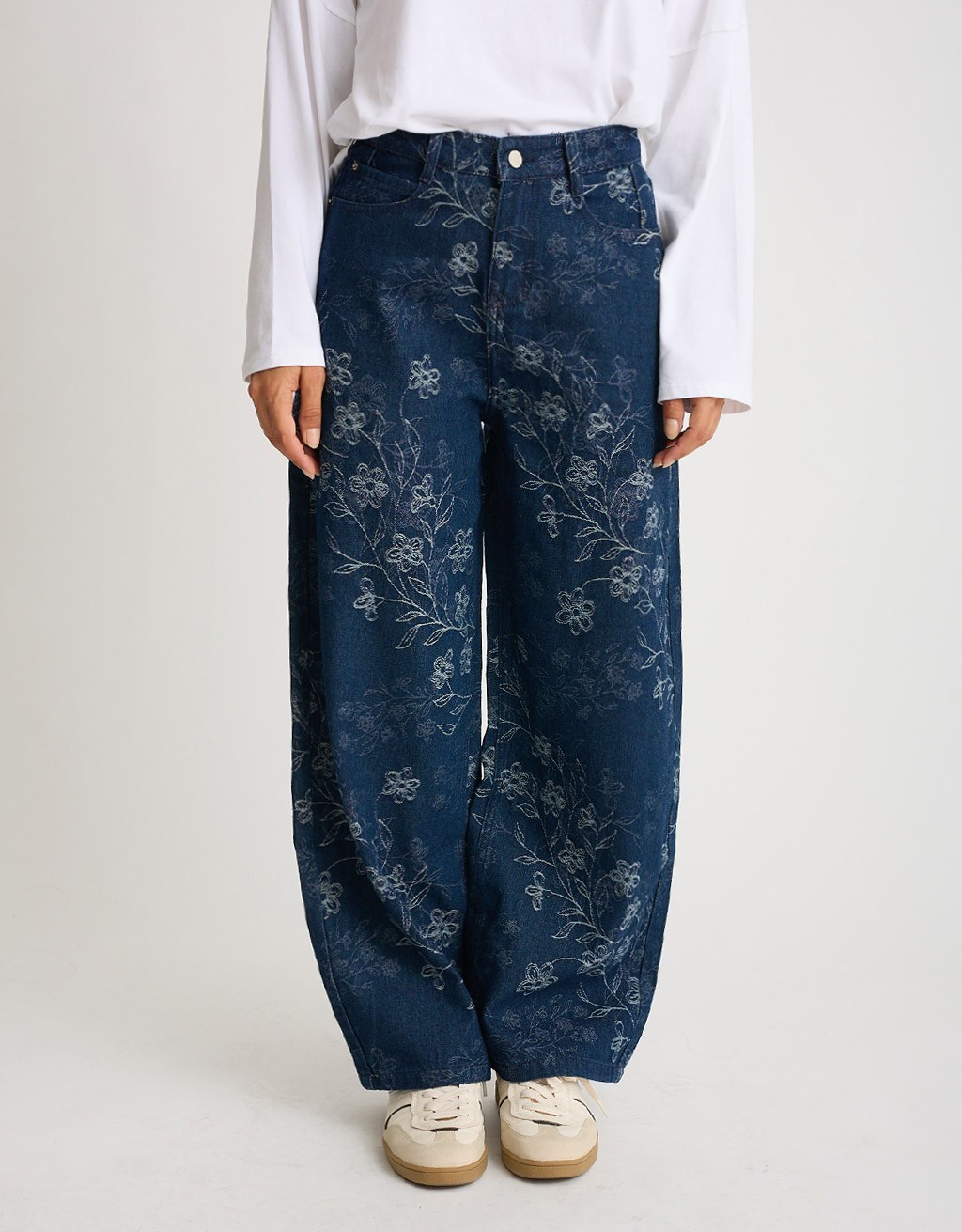 Jeans Baloon Ricamo Floreale