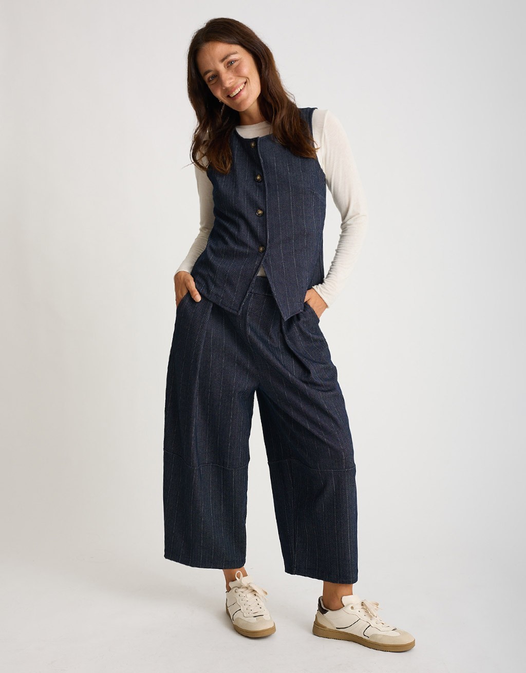 Gilet Gessato Effetto Denim