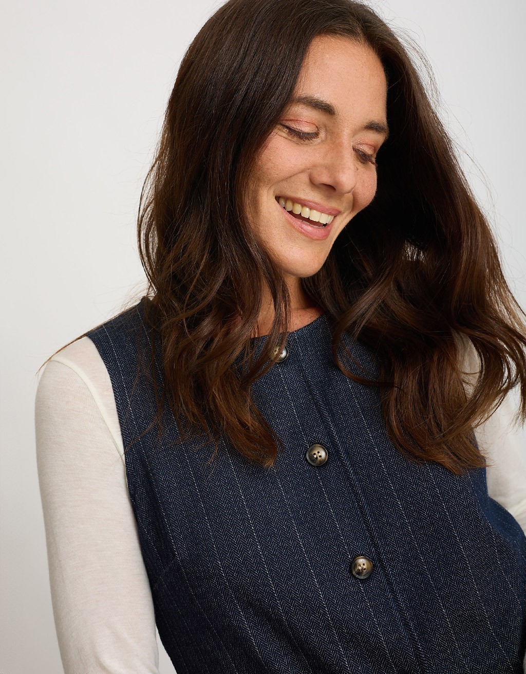 Gilet Gessato Effetto Denim