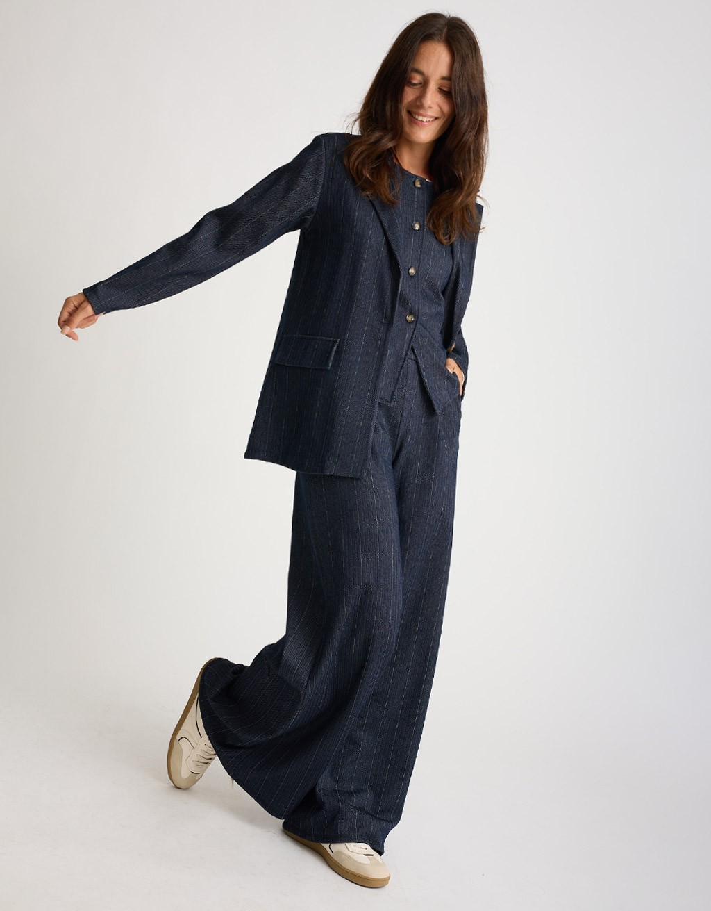 Gilet Gessato Effetto Denim
