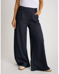 Pantalone Palazzo Gessato Effetto Denim