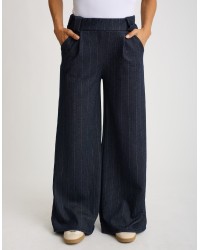 Pantalone Palazzo Gessato Effetto Denim