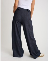Pantalone Palazzo Gessato Effetto Denim