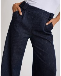 Pantalone Palazzo Gessato Effetto Denim