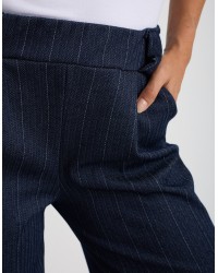 Pantalone Palazzo Gessato Effetto Denim
