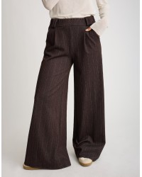 Pantalone Palazzo Gessato Effetto Denim