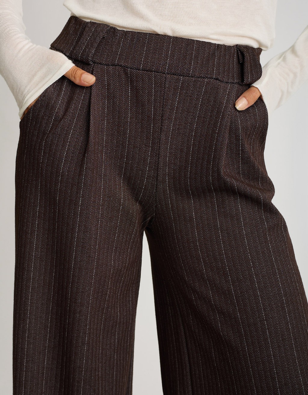 Pantalone Palazzo Gessato Effetto Denim