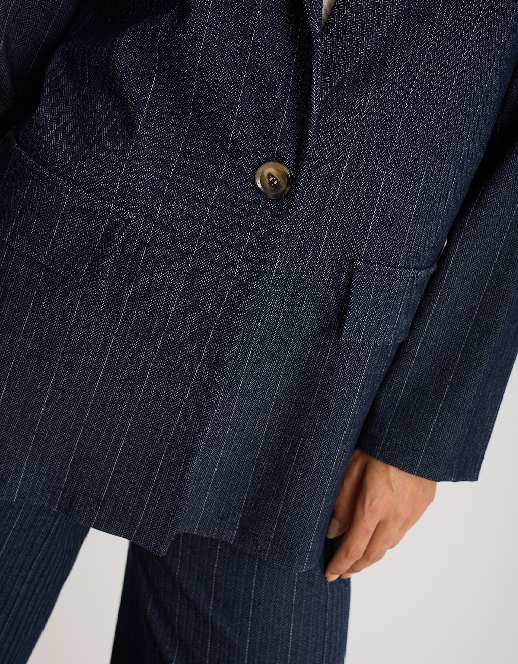 Blazer Gessato Effetto Denim
