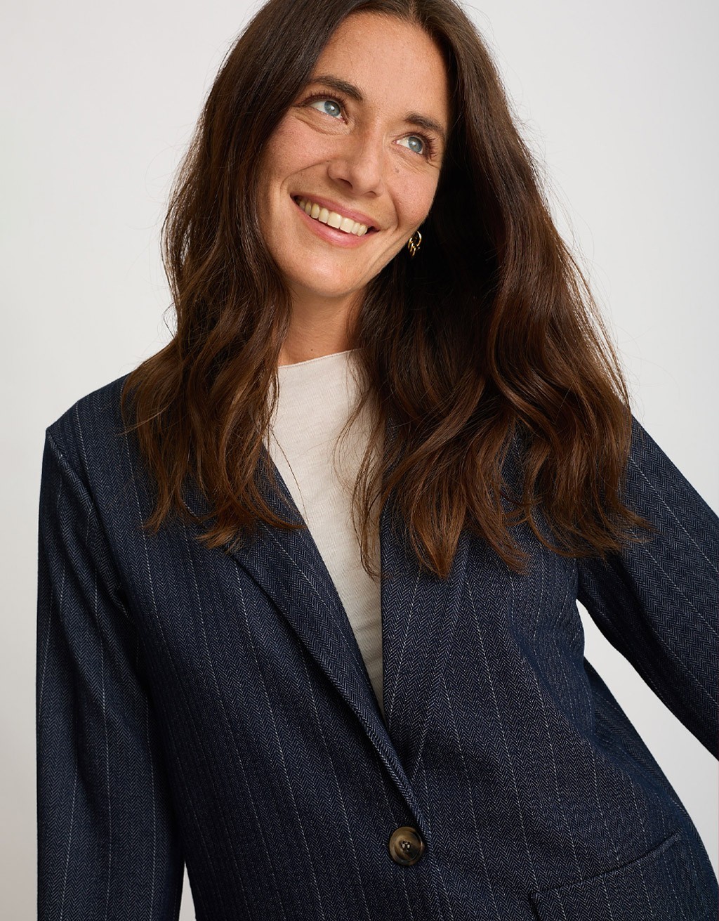 Blazer Gessato Effetto Denim
